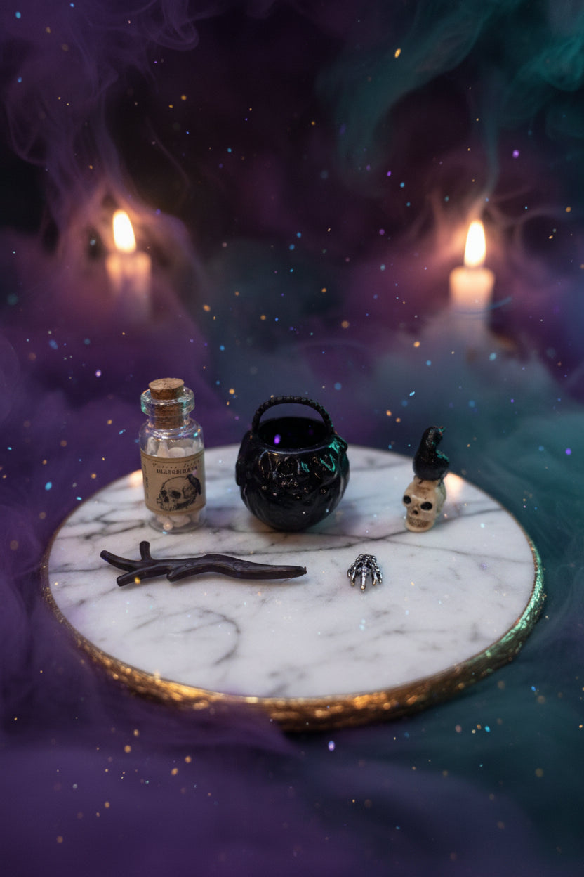 Miniatures - Black Raven - Perched on a Skull - Collectible Set