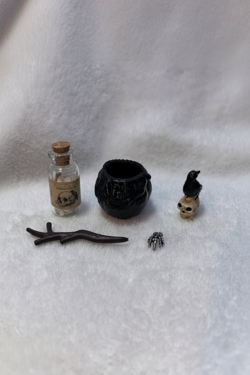 Miniatures - Black Raven - Perched on a Skull - Collectible Set