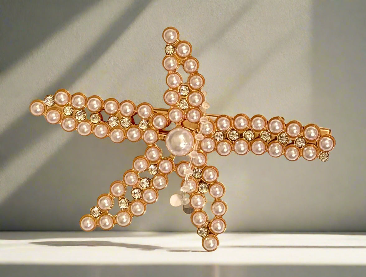 Hair Claw - Pearl and Rhinestone Starfish
