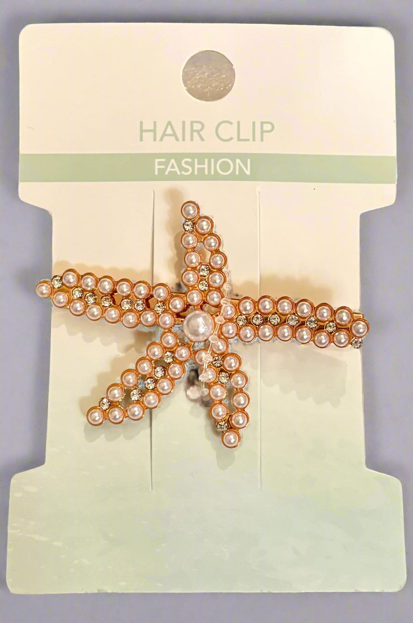 Hair Claw - Pearl and Rhinestone Starfish