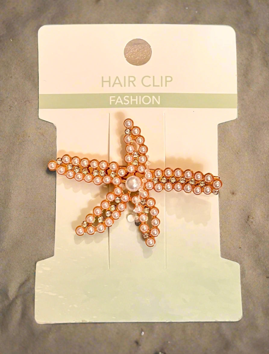 Hair Claw - Pearl and Rhinestone Starfish
