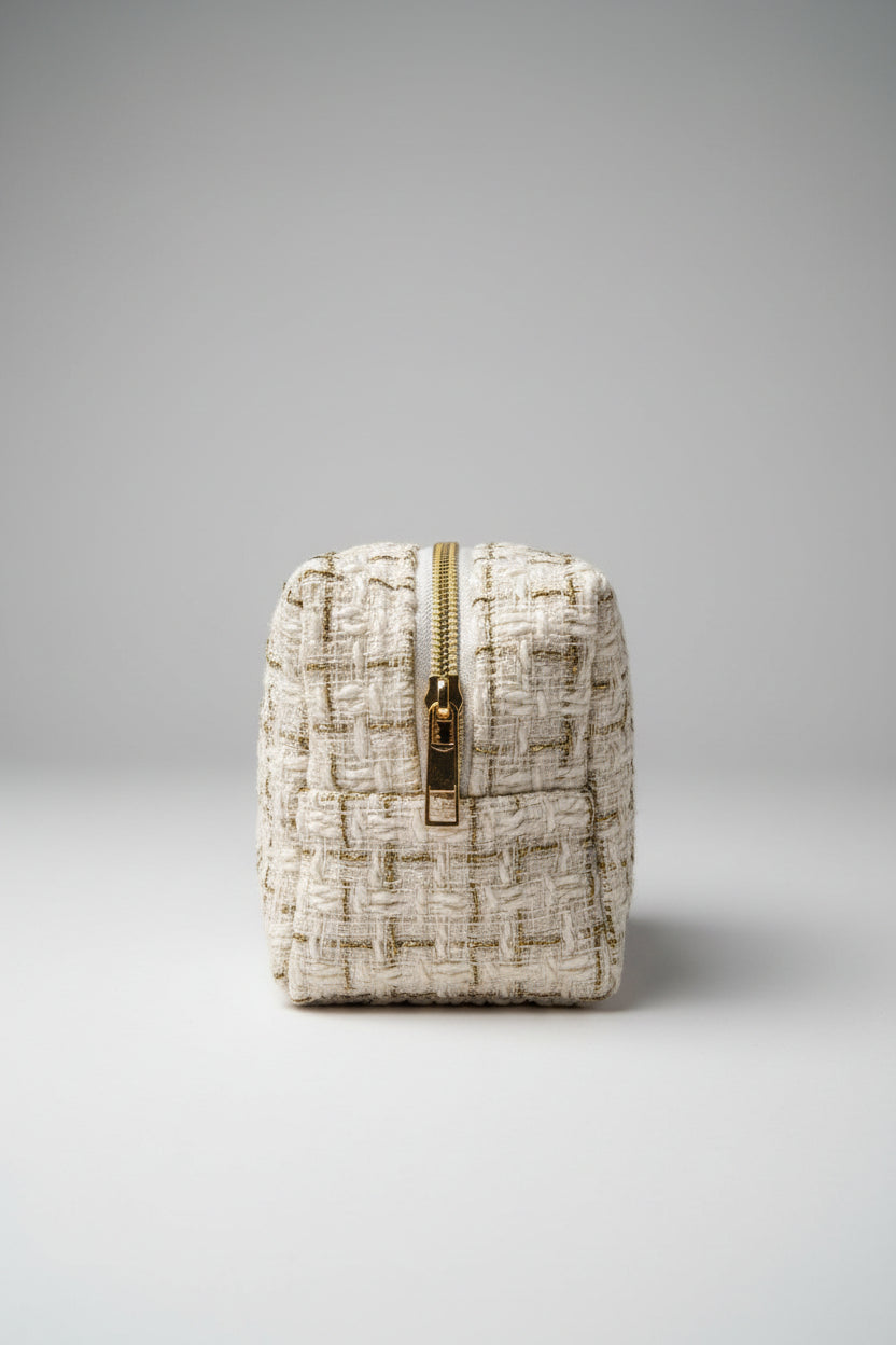 Cosmetic Bag - Makeup - White Gold Blend Tweed - Travel