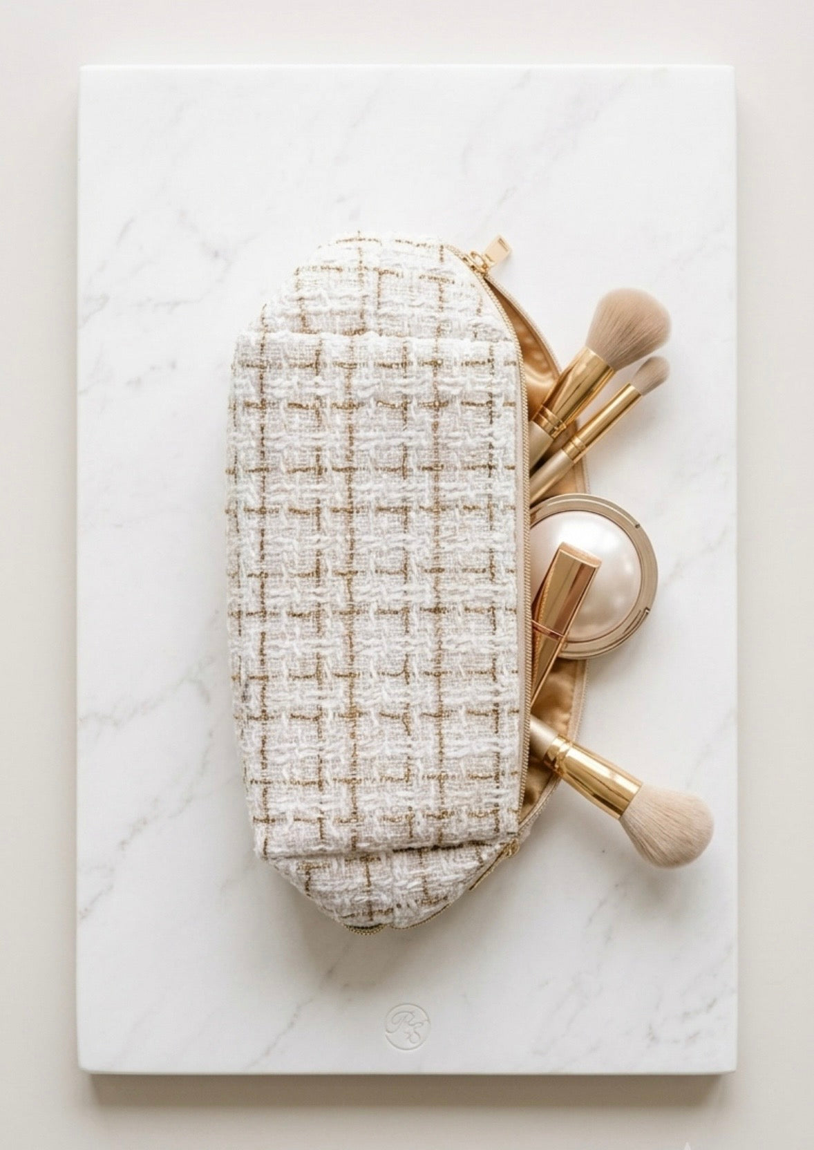 Cosmetic Bag - Makeup - White Gold Blend Tweed - Travel