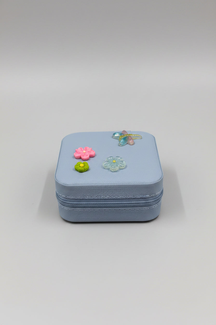 Jewelry Box -  Iridescent Dragonfly & Bright Flowers