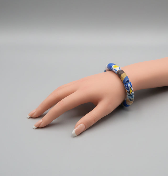 Bracelet - Stretch - Ghanaian - Vibrant Recycled Krobo Glass Beads - 7"