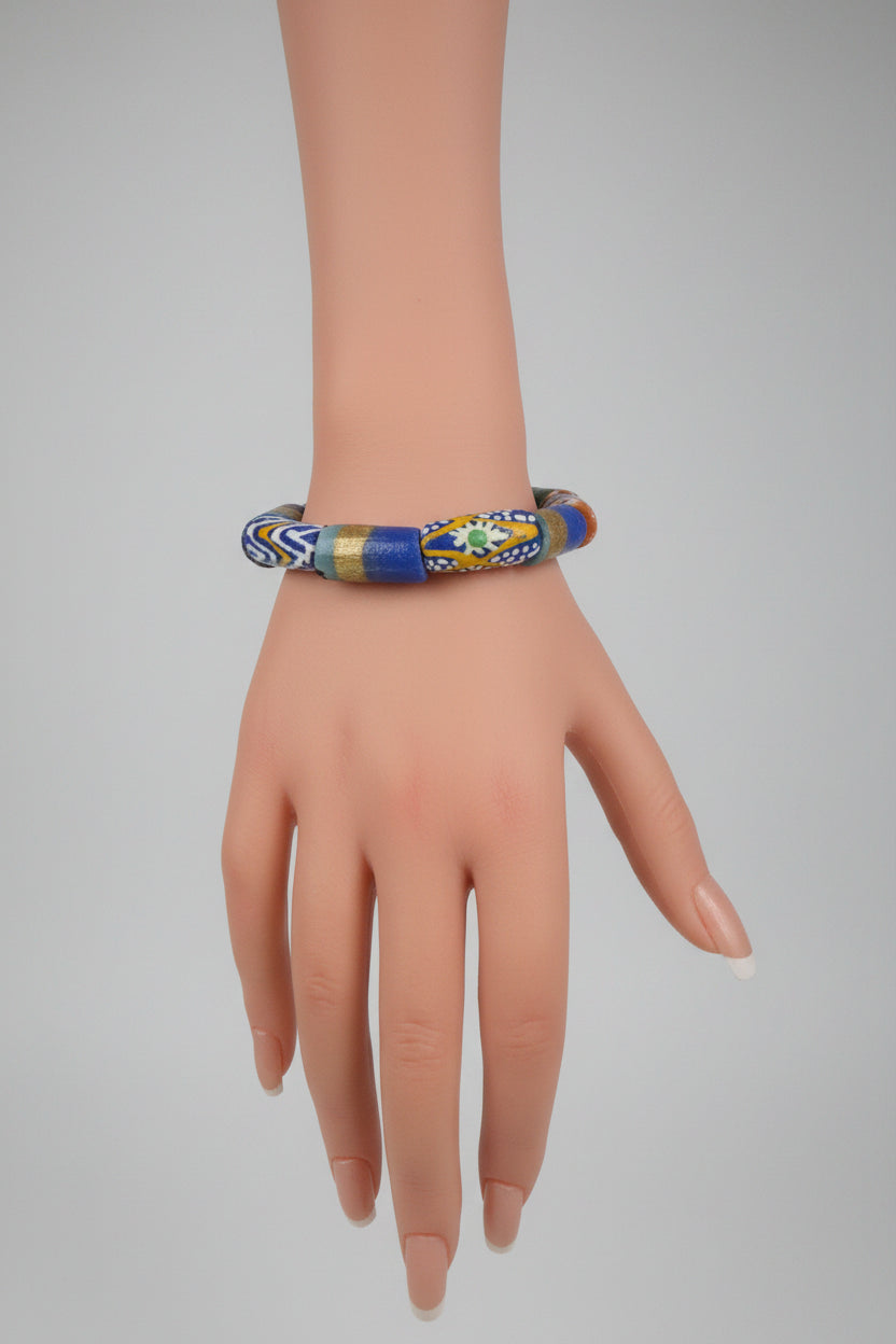 Bracelet - Stretch - Ghanaian - Vibrant Recycled Krobo Glass Beads - 7"