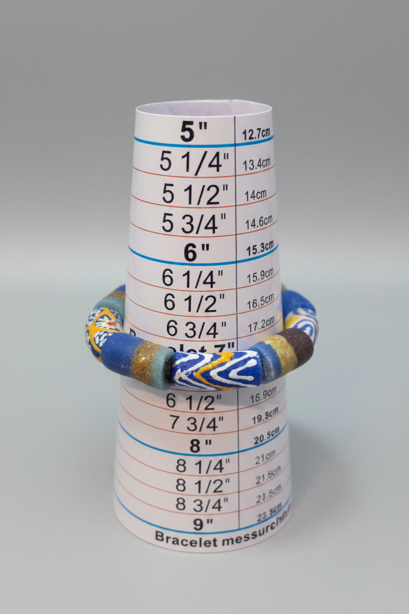 Bracelet - Stretch - Ghanaian - Vibrant Recycled Krobo Glass Beads - 7"