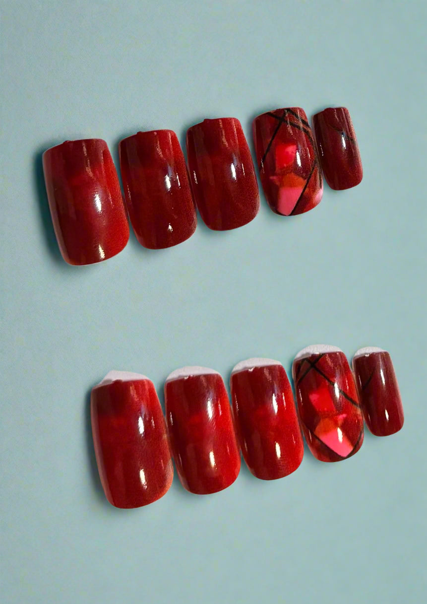 Press on Nails - Red Tartan