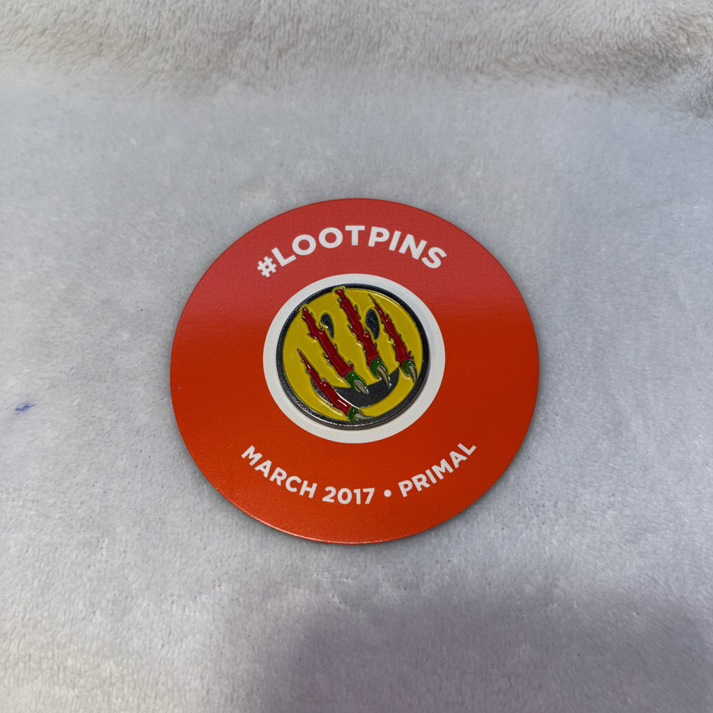 Pin - March 2017 - Loot Pin - Classic Happy Face - with Three Aggressive Claw Marks - Primal