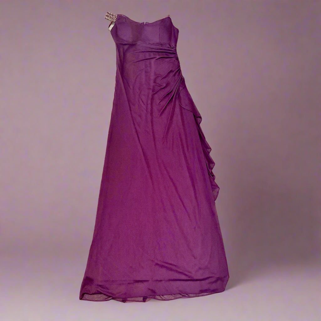 Gown - Betsy and Adam - Off Shoulder - Deep Purple - Size 4