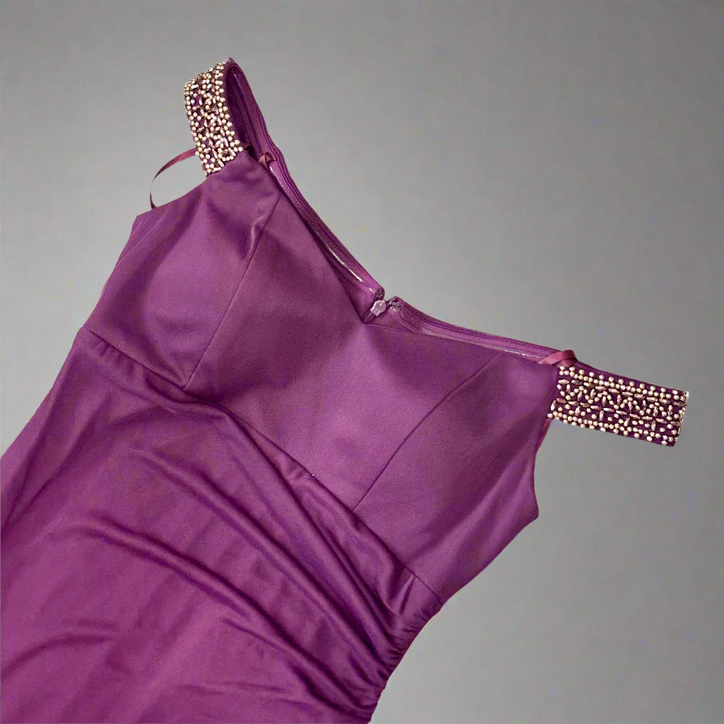 Gown - Betsy and Adam - Off Shoulder - Deep Purple - Size 4