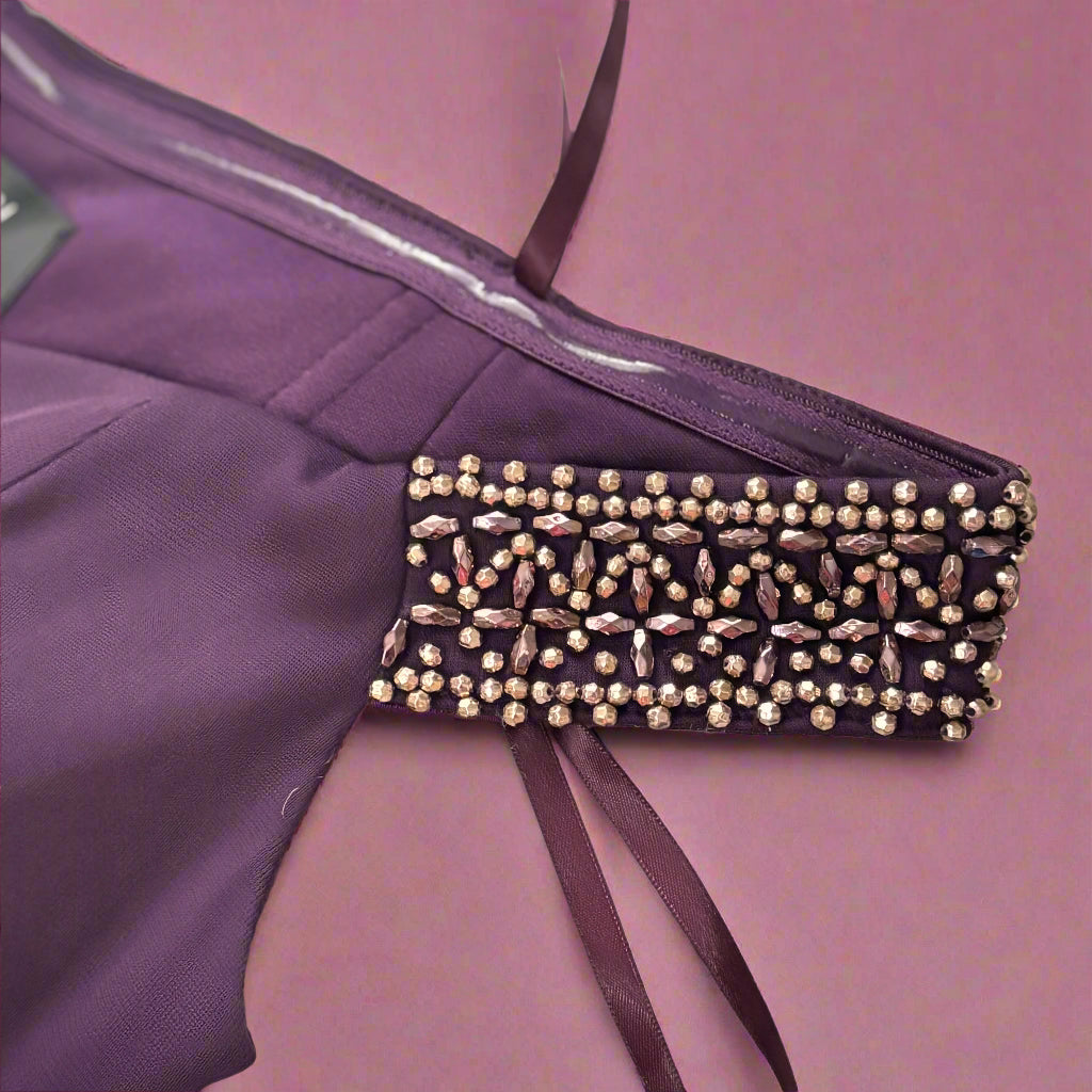 Gown - Betsy and Adam - Off Shoulder - Deep Purple - Size 4