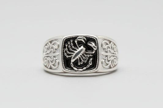 Silver Tone Men's Signet Scorpion Ring - Size 12