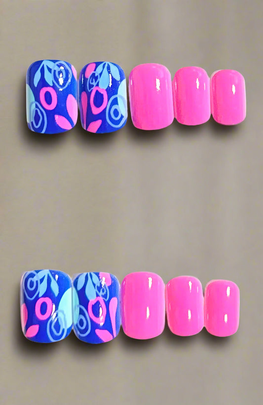 Press on Nails - Pink Fancy - FREE Mystery Hair Scrunchie included