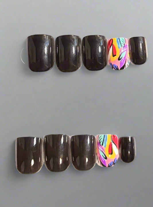 Press on Nails - Black Abstract