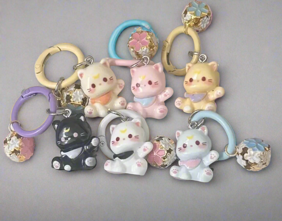 Lucky Cat with Bell  - Clip Bag Charm