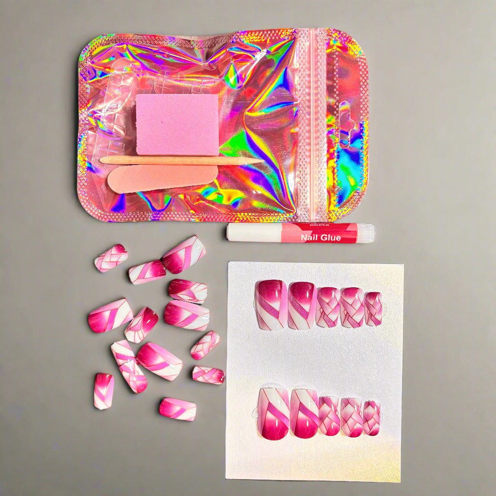 Press on Nails - Geometric Pink