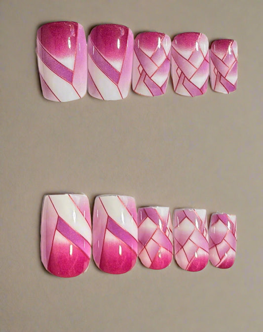 Press on Nails - Geometric Pink