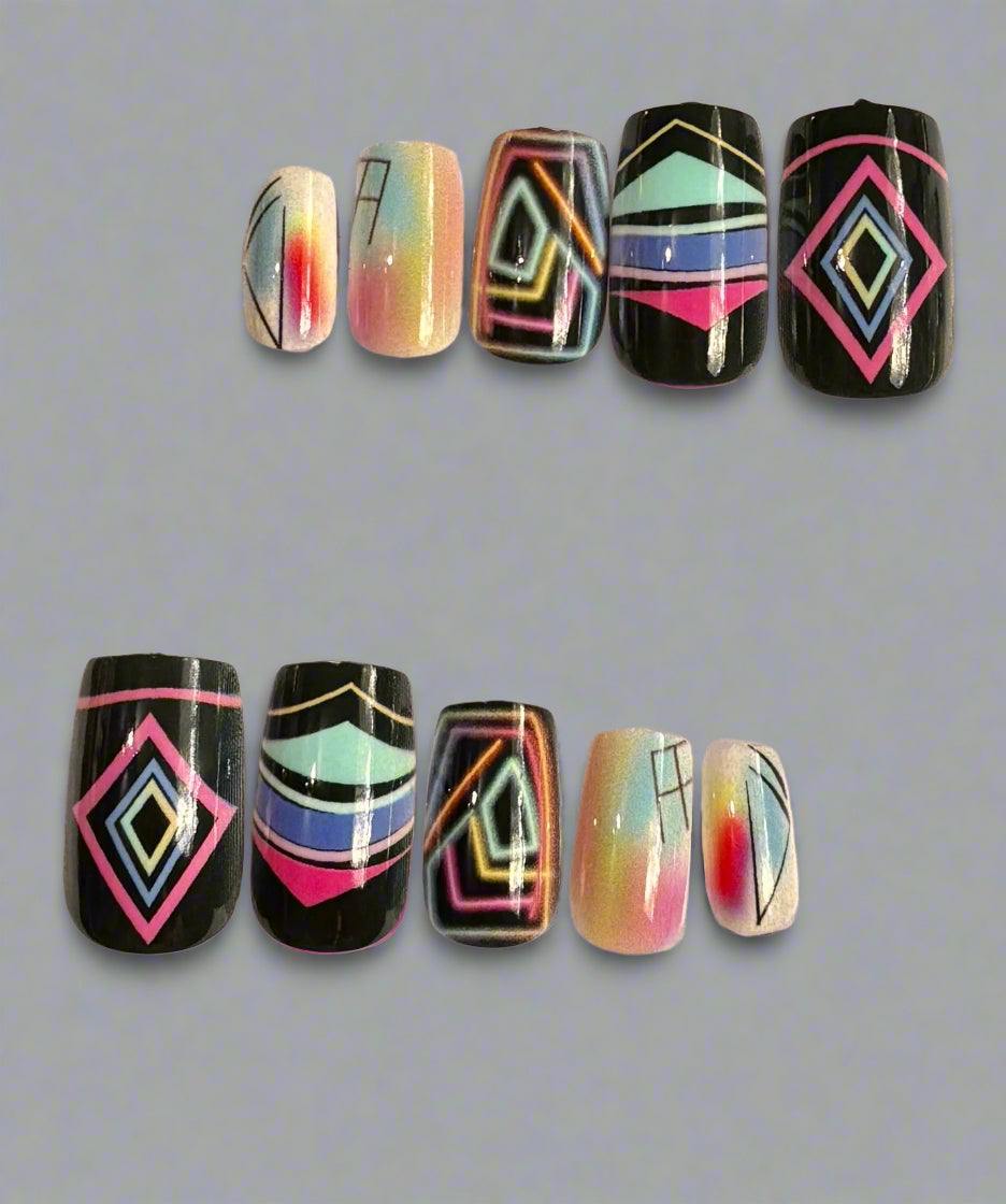 Press on Nails - Retro Futuristic Flair