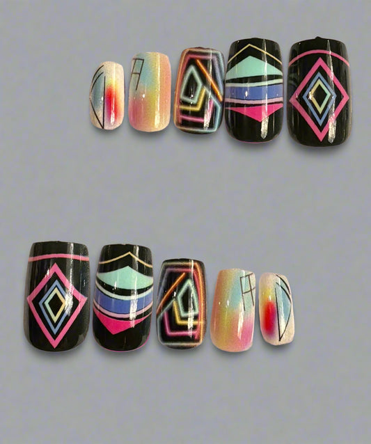 Press on Nails - Retro Futuristic Flair