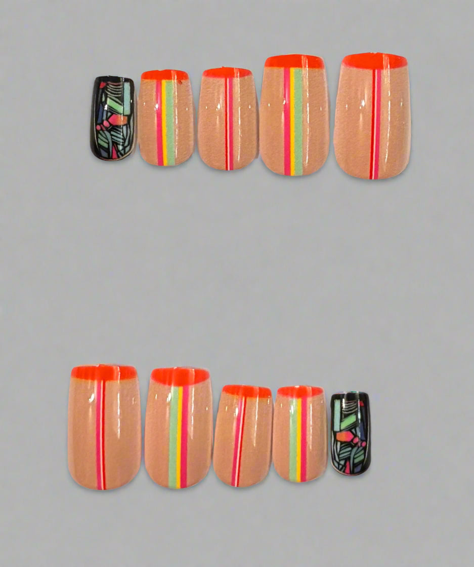 Press on Nails - Tropical Stripe
