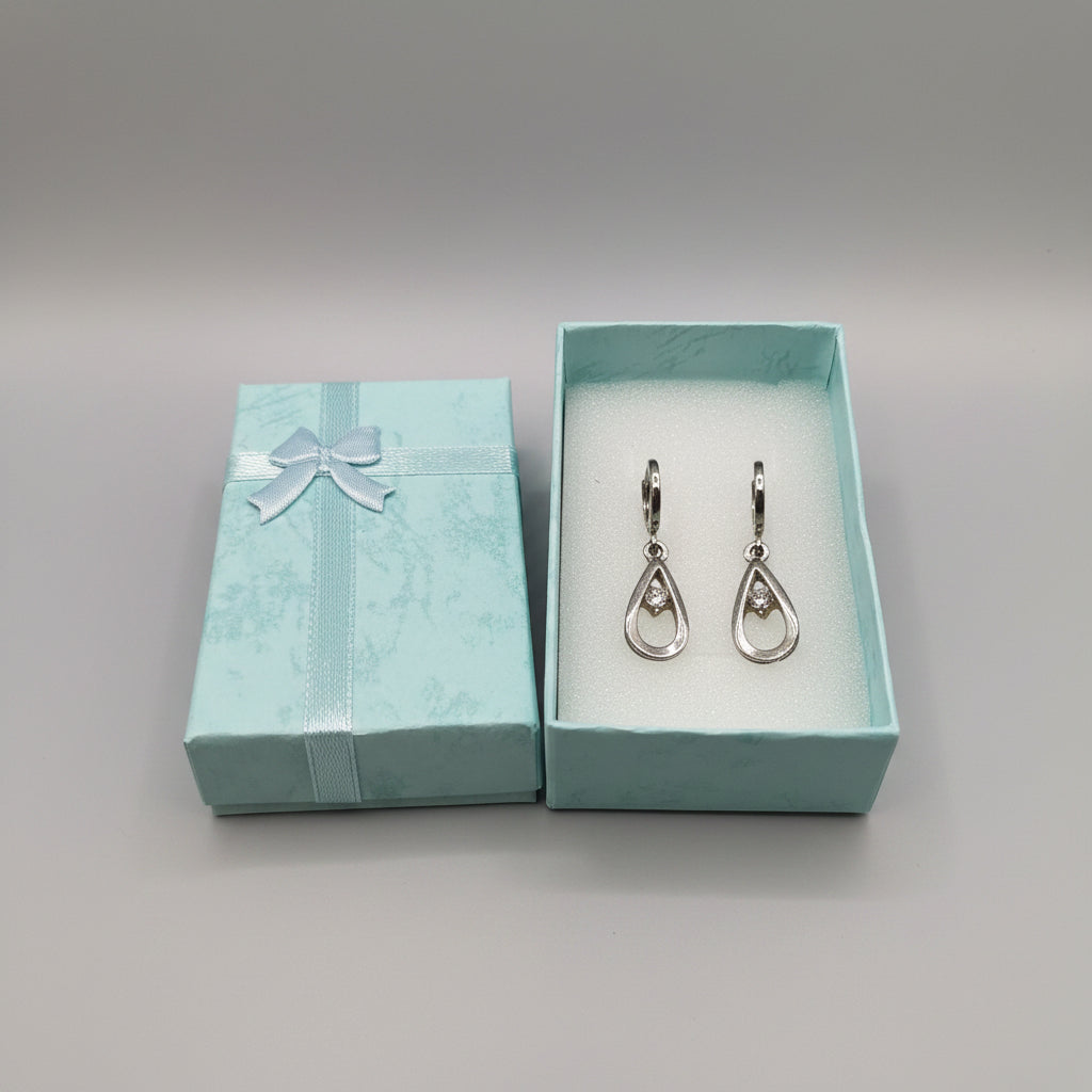 Earrings - Vintage - Tear Drop - with Cubic Zirconia Center Stone