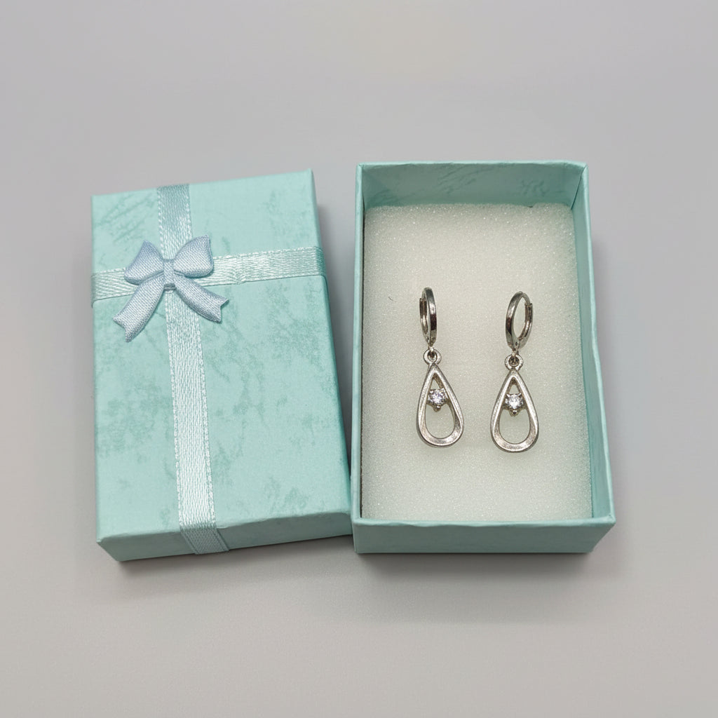 Earrings - Vintage - Tear Drop - with Cubic Zirconia Center Stone