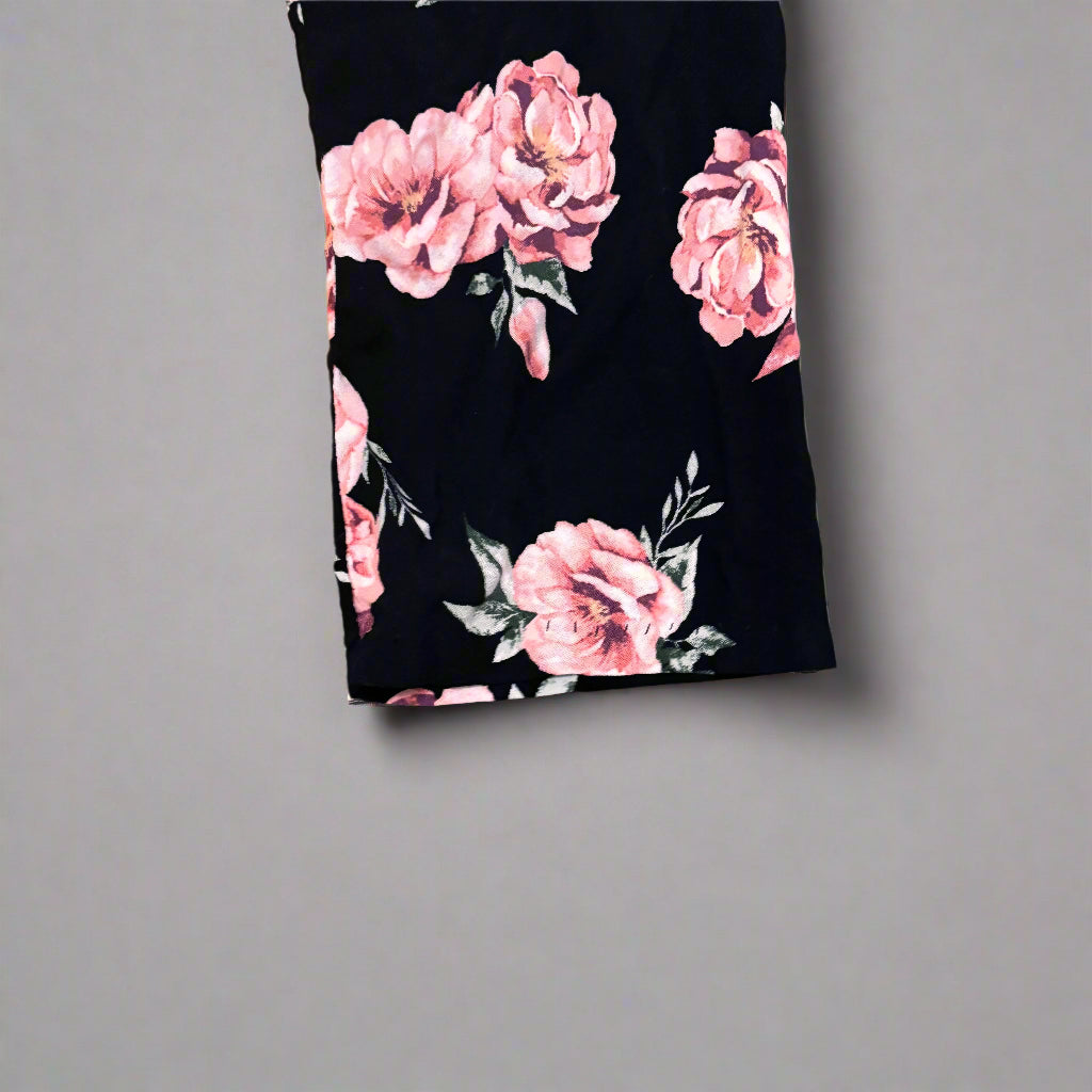 Juniors Blouse - No Boundaries - Black with Pink Floral