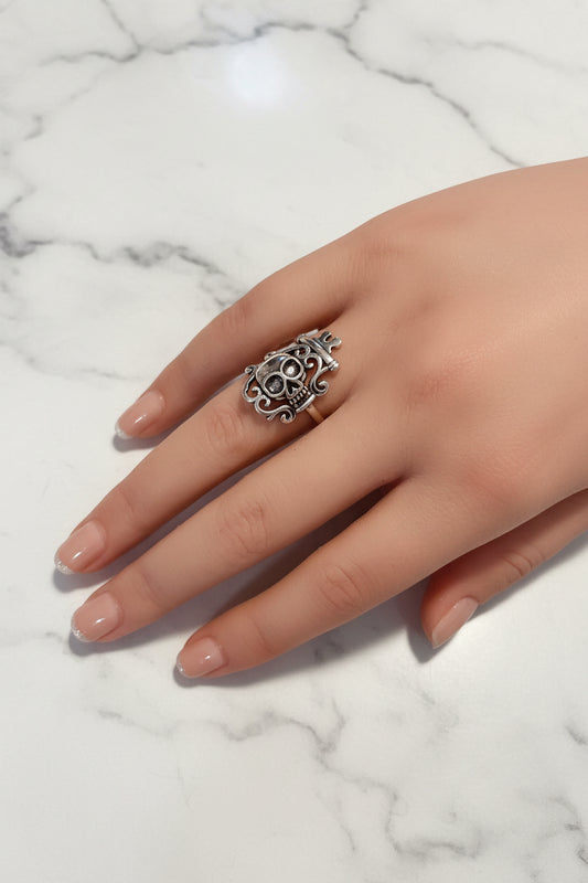 Ring - Silver Tone - Skull Key - Size 8