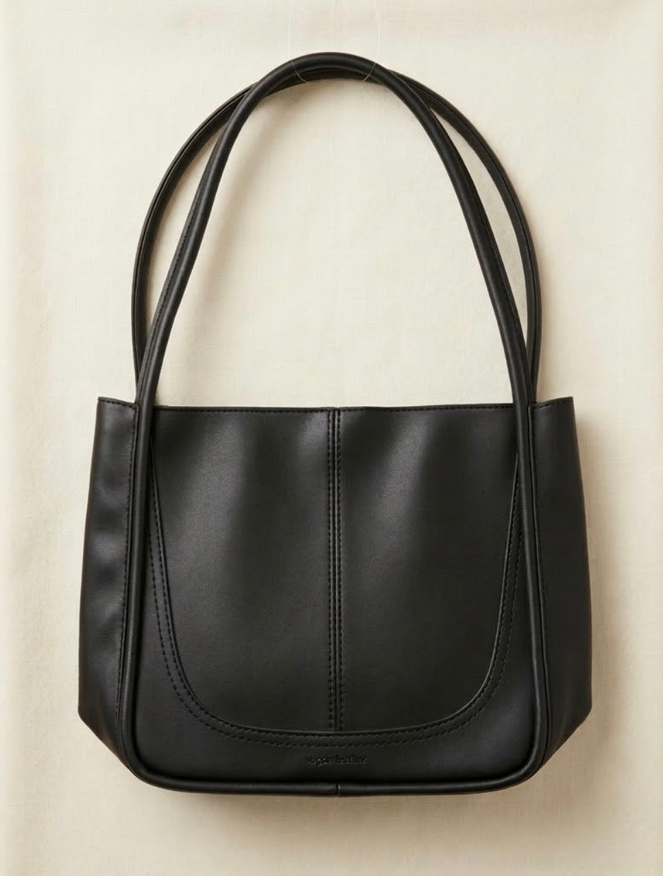 Handbag - Large - PU Leather - East West Shape Snap Closure