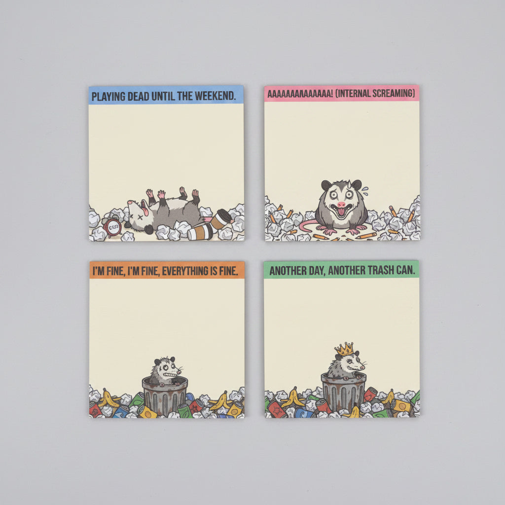 Post It Notes - Funny Opossum - Survival Humor - 3x3"