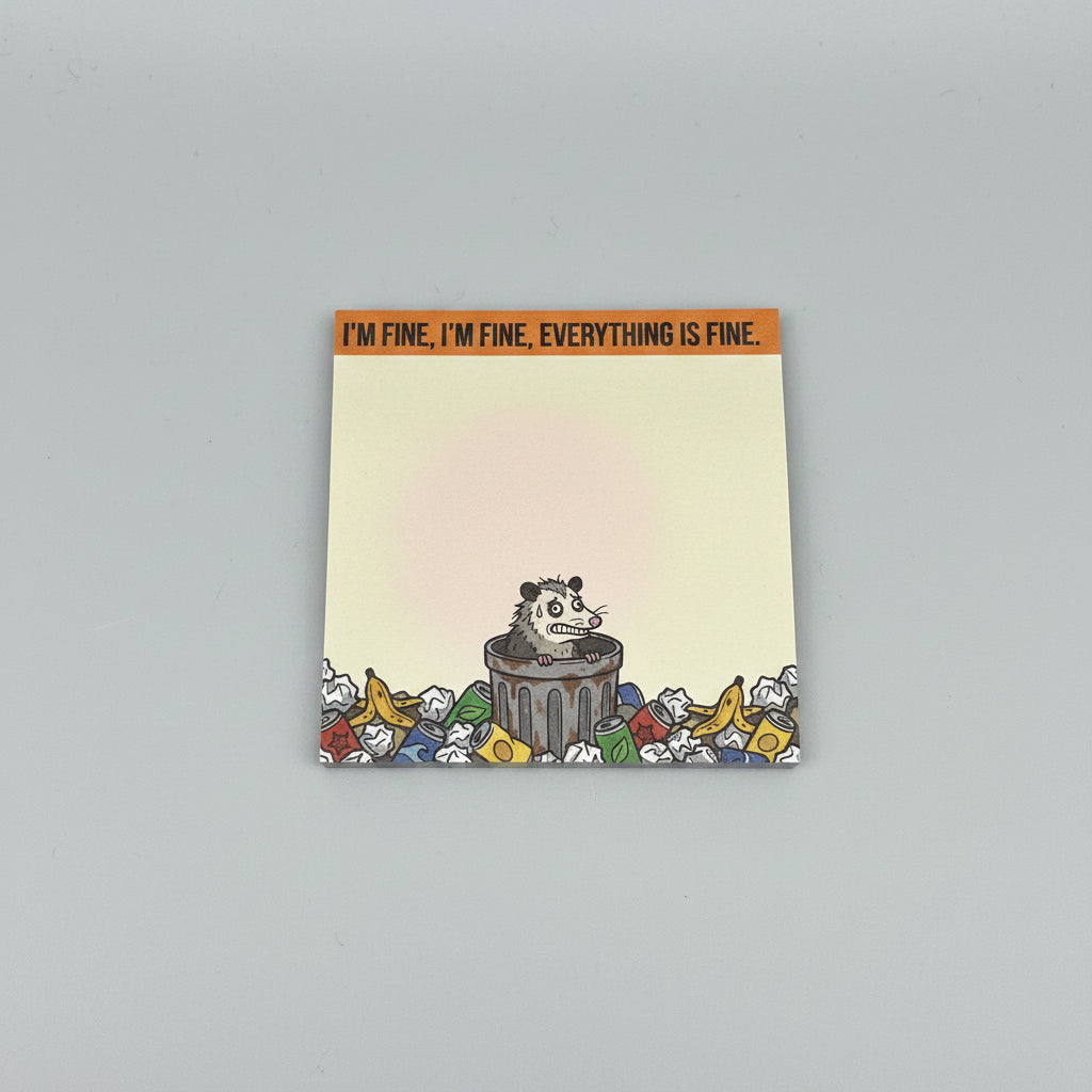 Post It Notes - Funny Opossum - Survival Humor - 3x3"