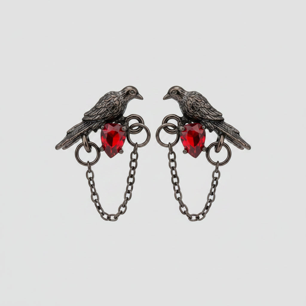 Earrings - Crimson Crow Chain