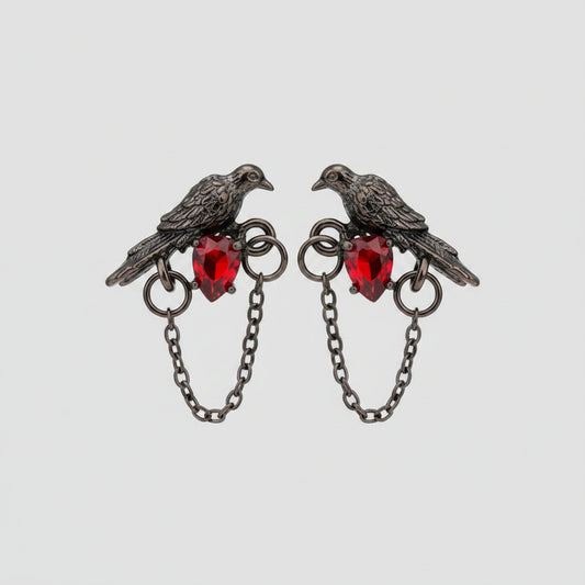 Earrings - Crimson Crow Chain