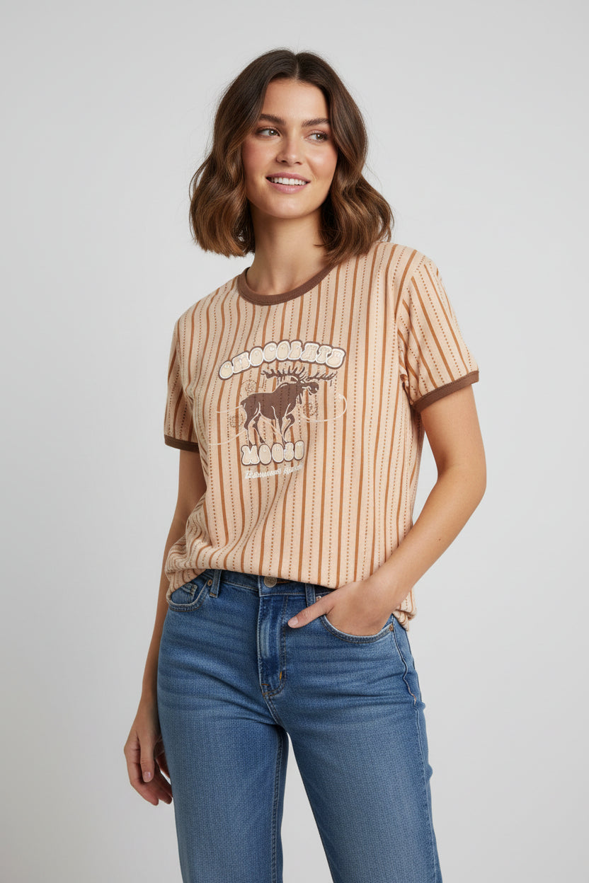 T-Shirt -  Lazy One "Chocolate Moose" Ringer Tee