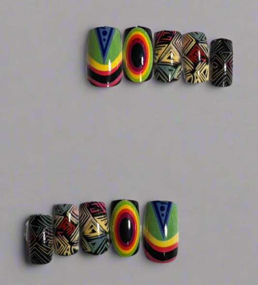 Press on Nails - Tribal Print