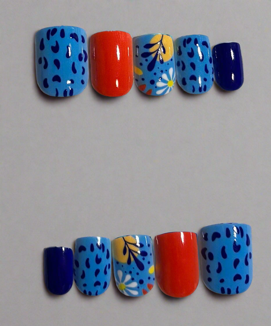 Press on Nails - Blue Leopard Jungle