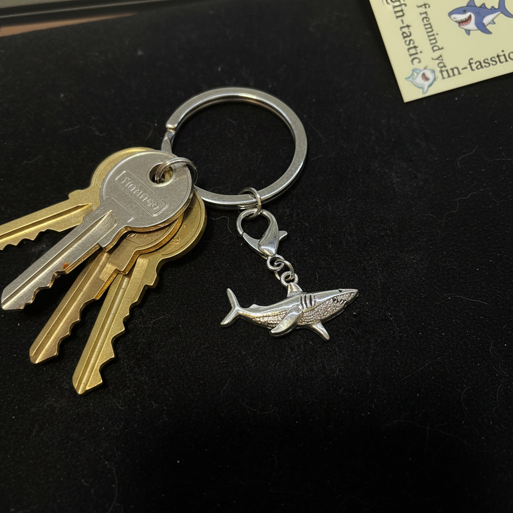 Keychain - Positive Shark - "You're Fin-tastic" - Bag Clip - Zipper Pull