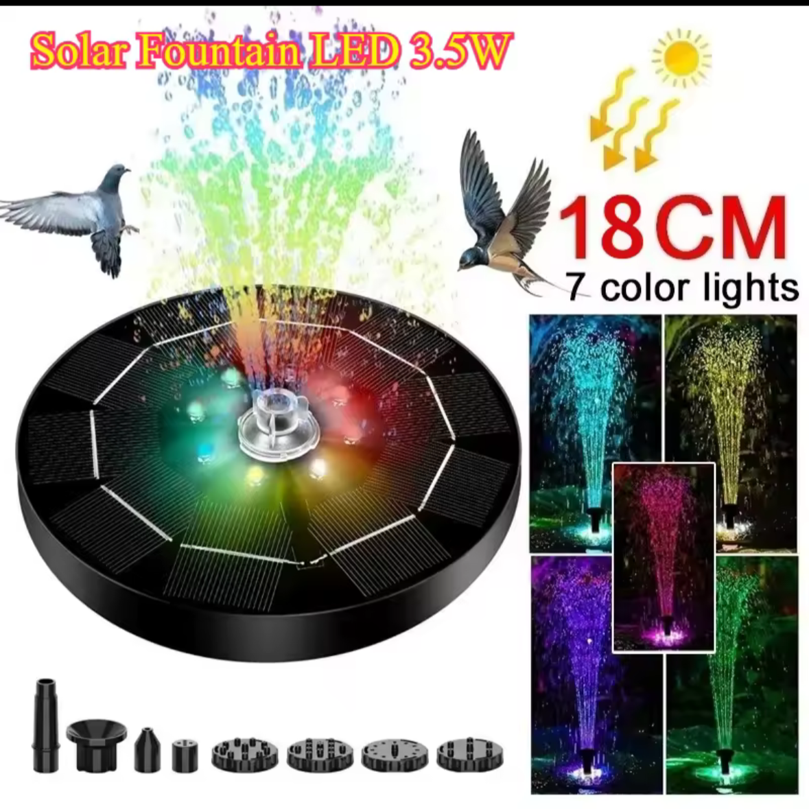 Solar Pump Fountain - 18cm (7.09in)