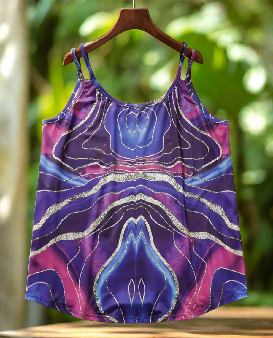 Purple and Blue Marble Print - Tank Top - Size US 2X