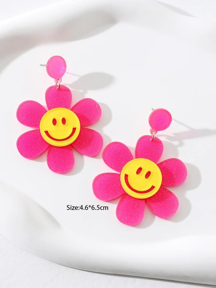 Earrings - Flower Smiley Face