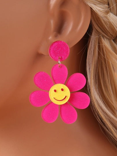 Earrings - Flower Smiley Face