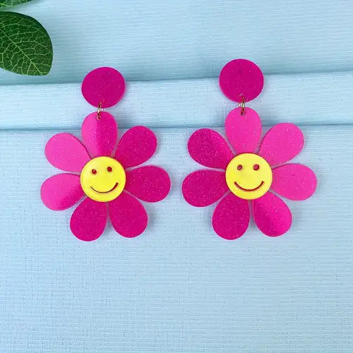 Earrings - Flower Smiley Face