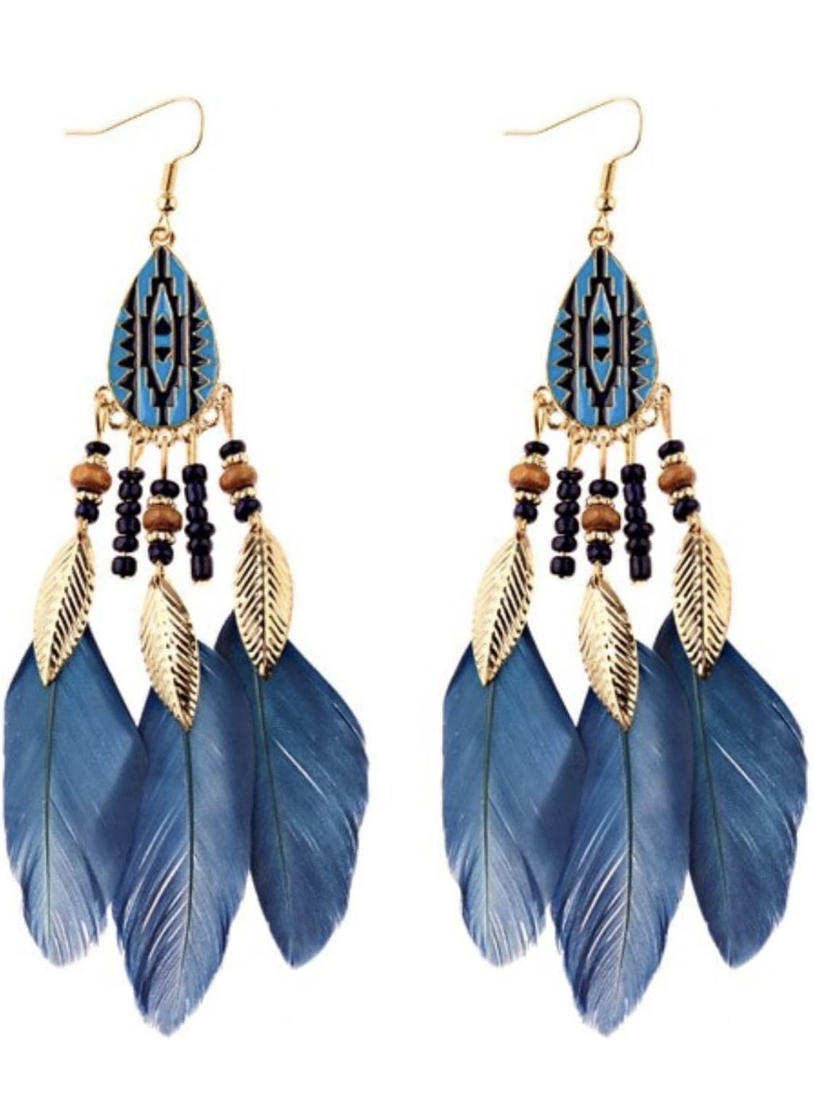 Earrings - Blue Feathers