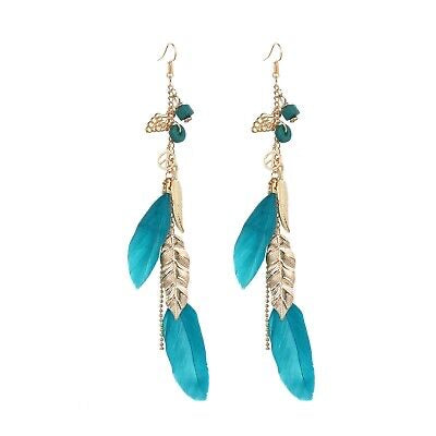 Fashion Earrings Bohemian Ethnic Feather Turquoise