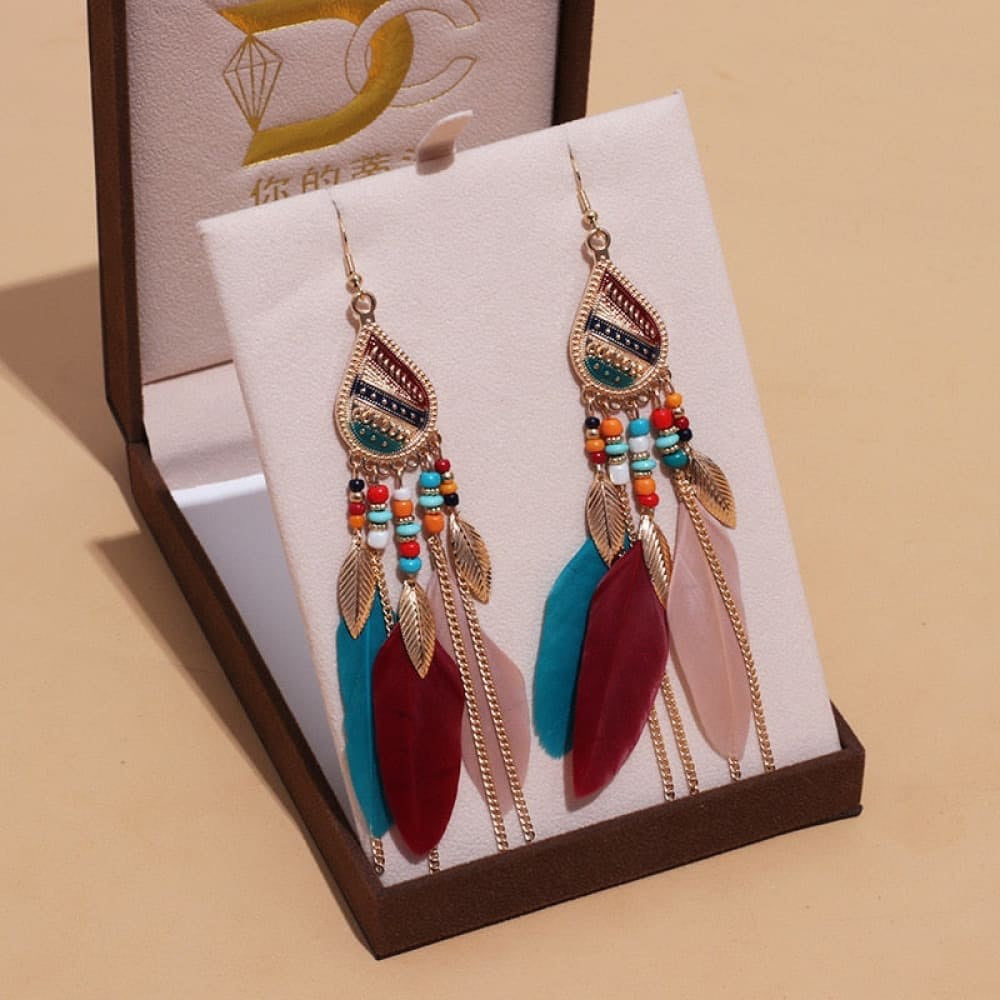 Earrings BOHO Fashion Dangle Feather
