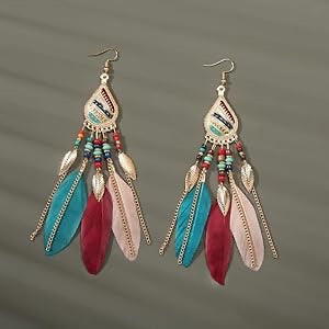 Earrings BOHO Fashion Dangle Feather