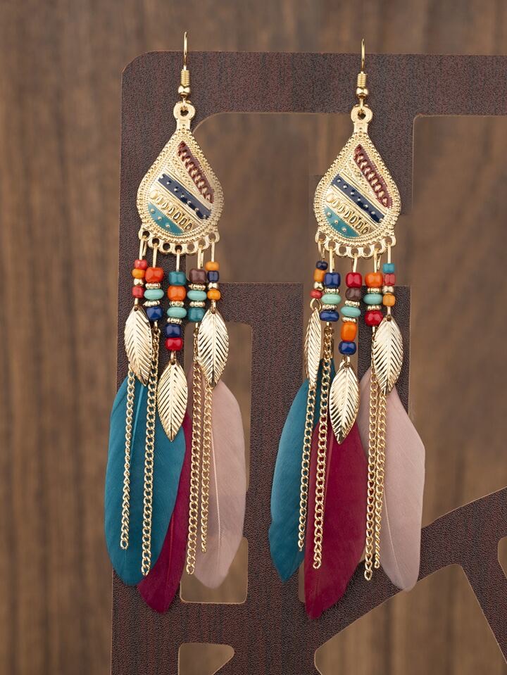 Earrings BOHO Fashion Dangle Feather