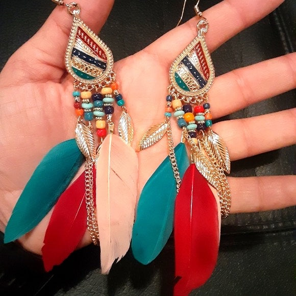 Earrings BOHO Fashion Dangle Feather