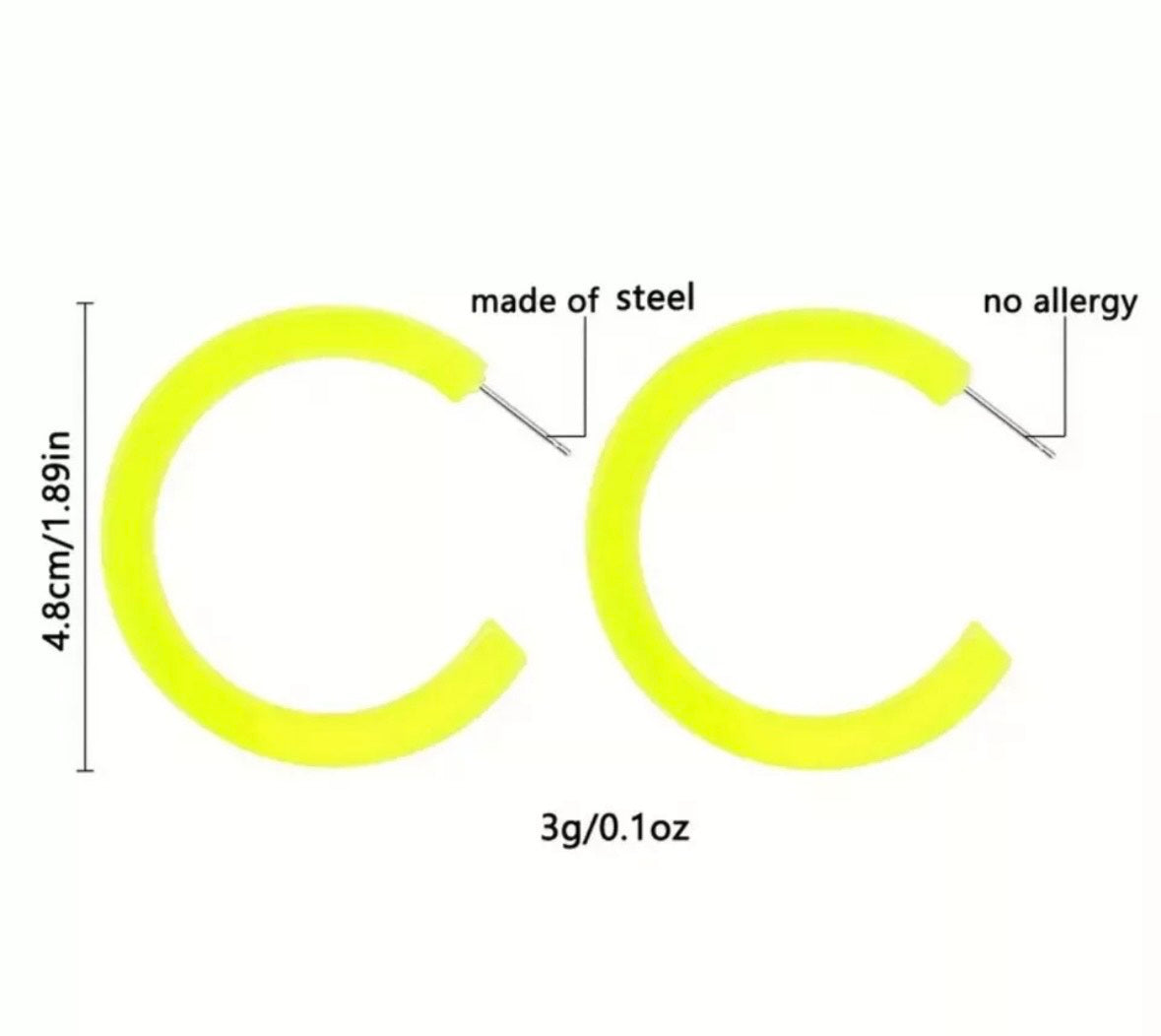 Earrings - Neon Yellow Hoop